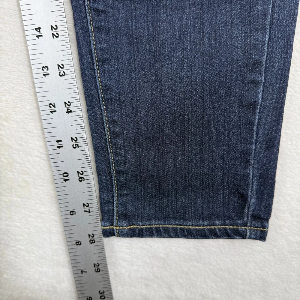 Paige Hoxton Ankle High Rise Skinny Distressed Jeans Dark Indigo Size 26 USA